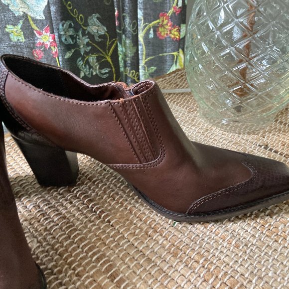 Artivo Leather Croc Brown Slip on Boot Shoe Western Cowboy Style  9.5M - Picture 7 of 11